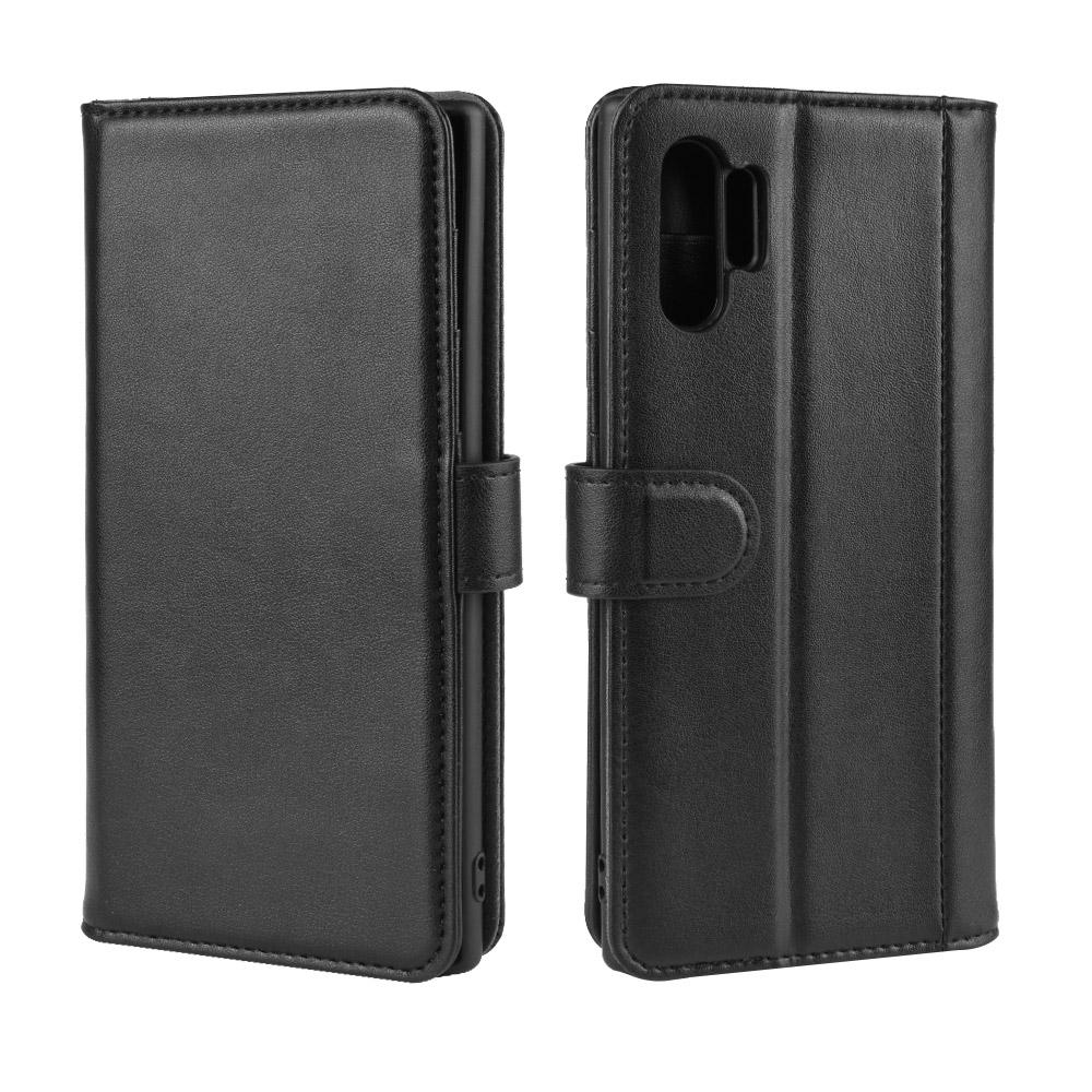 Funda de cuero genuino Samsung Galaxy Note 10 Plus, Negro