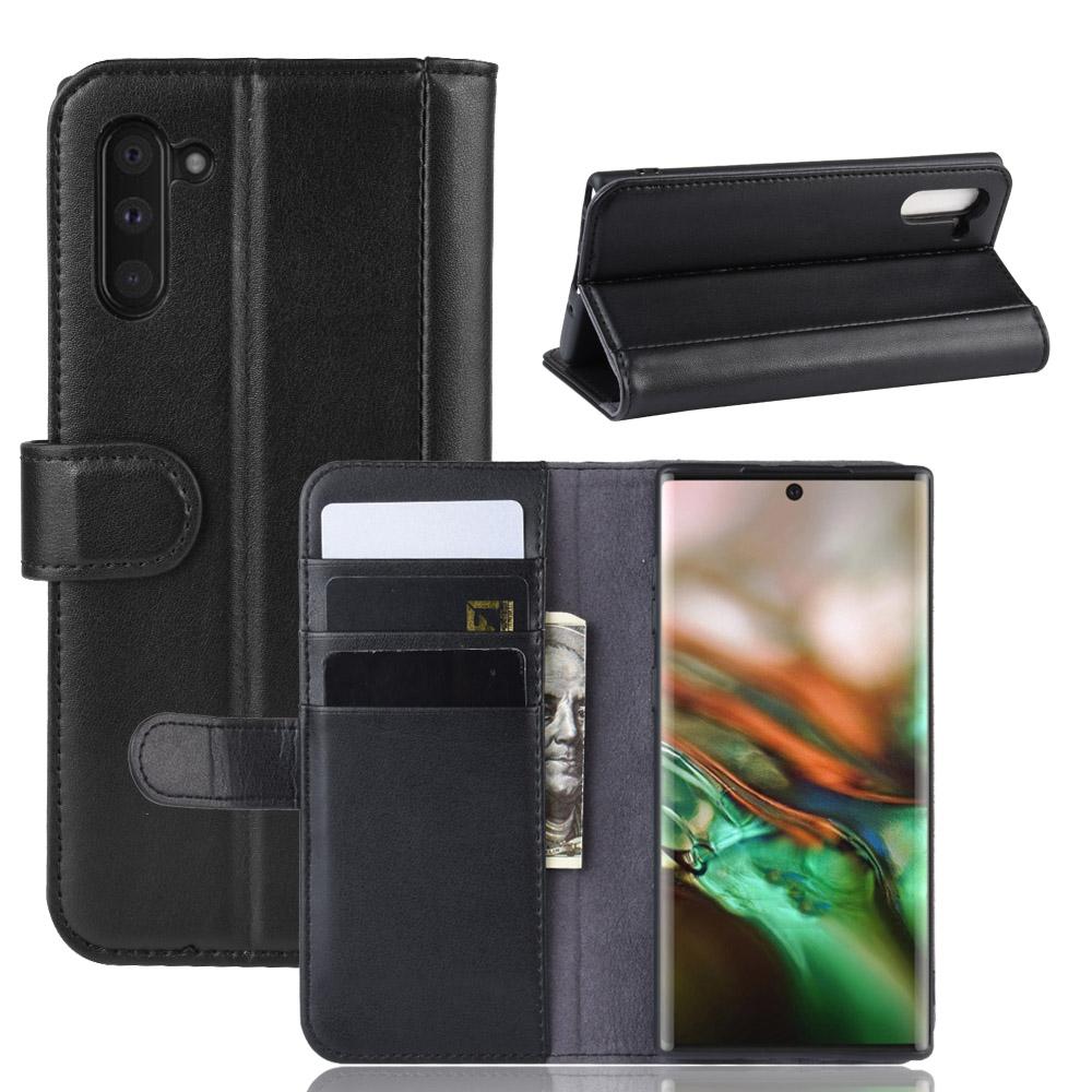 Funda de cuero genuino Samsung Galaxy Note 10, Negro