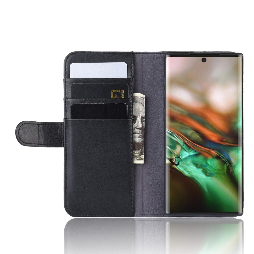 Funda de cuero genuino Samsung Galaxy Note 10, Negro
