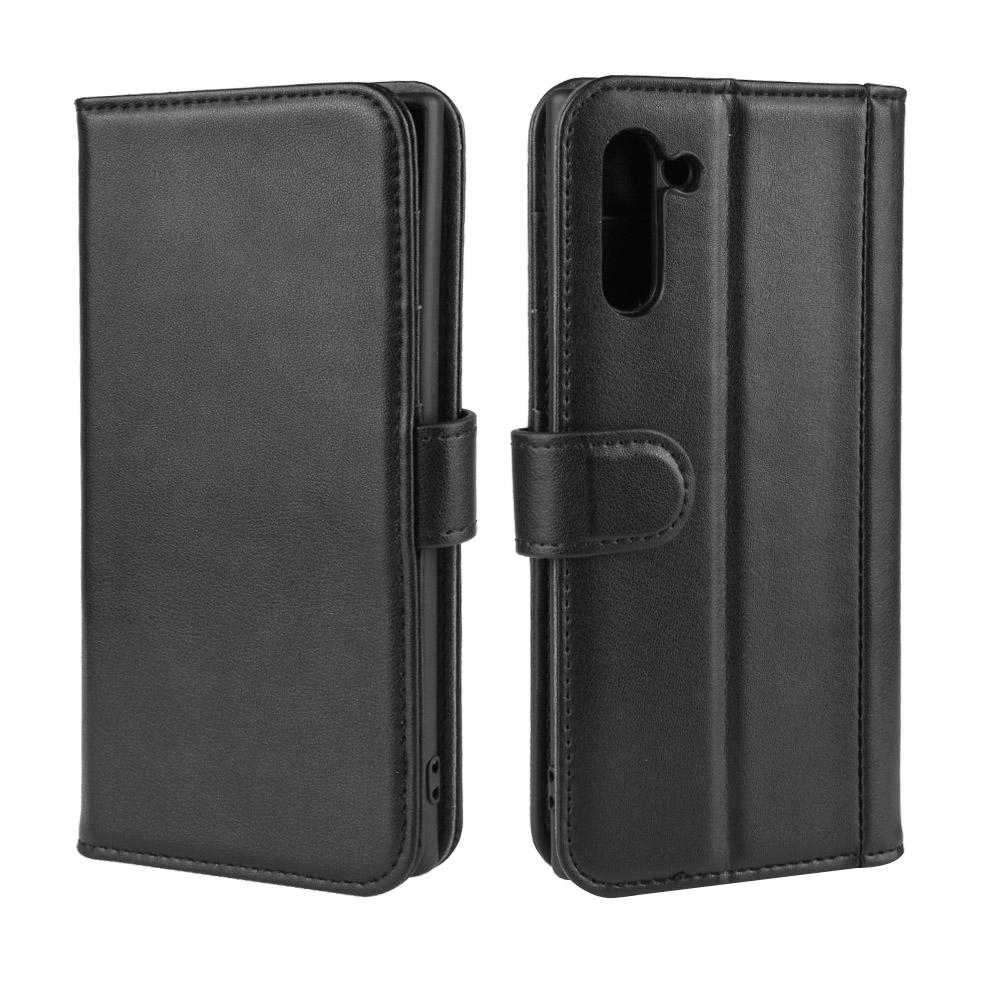 Funda de cuero genuino Samsung Galaxy Note 10, negro