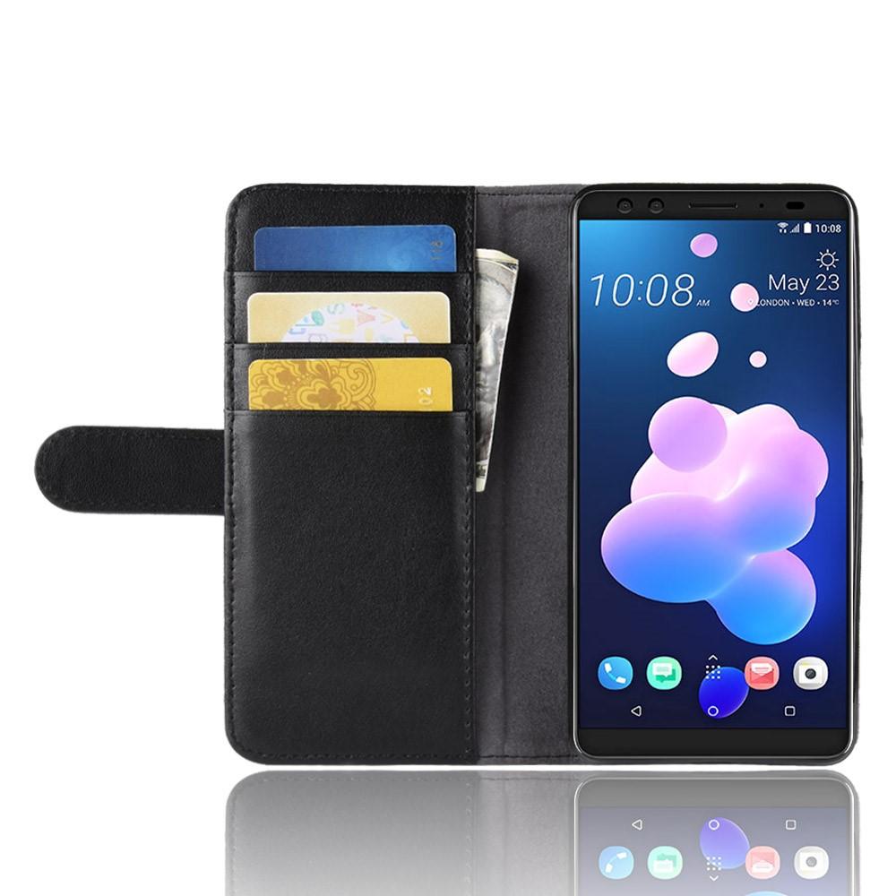 Funda de cuero genuino HTC U12+, negro