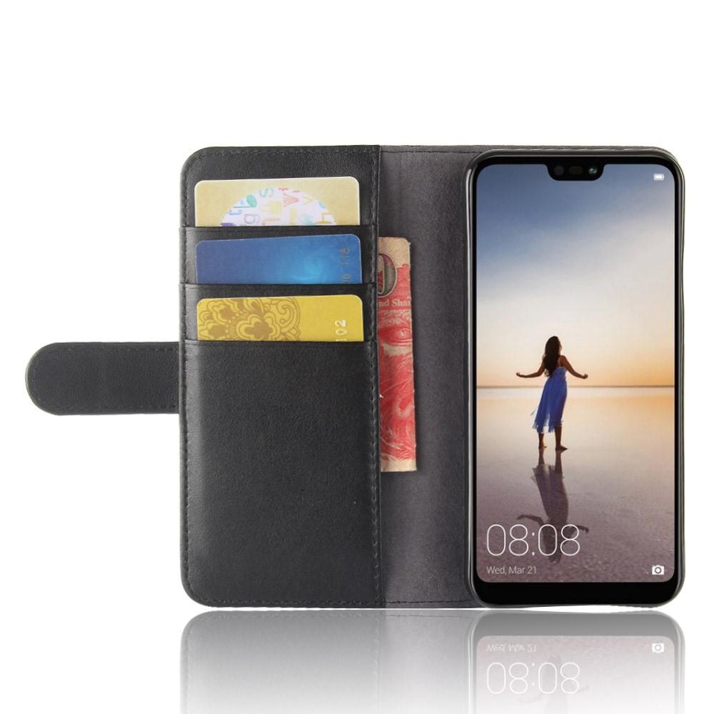 Funda de cuero genuino Huawei P20 Lite, negro