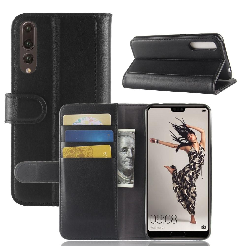 Funda de cuero genuino Huawei P20 Pro, negro