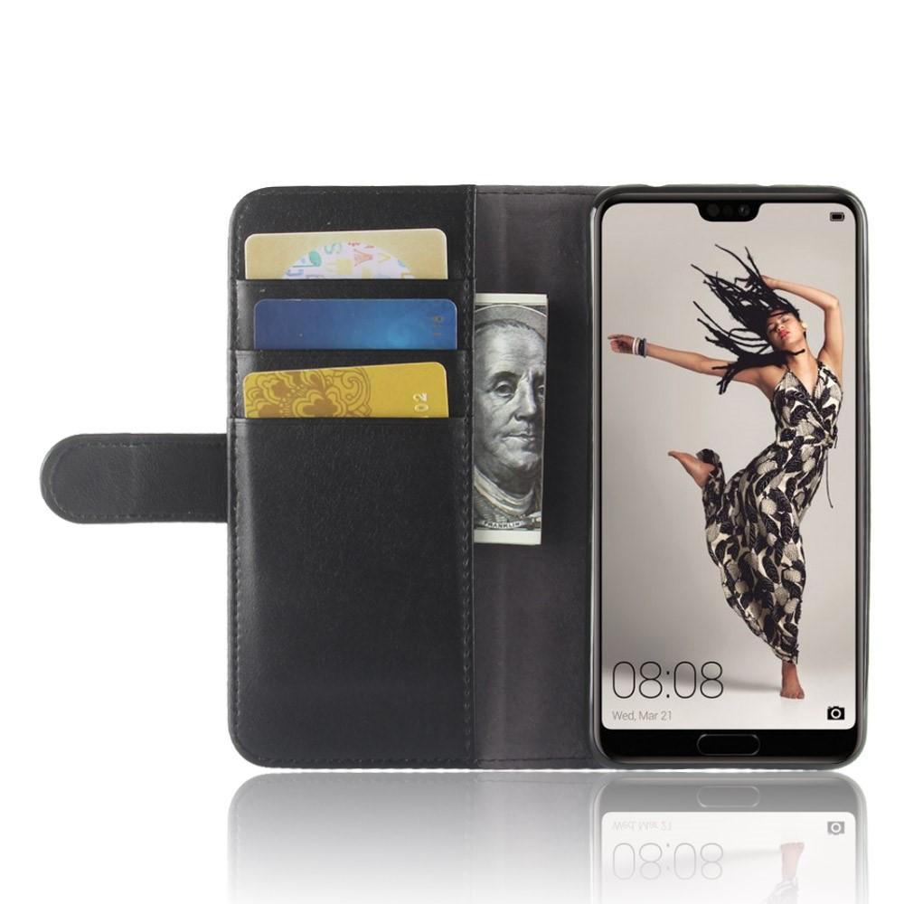 Funda de cuero genuino Huawei P20 Pro, negro