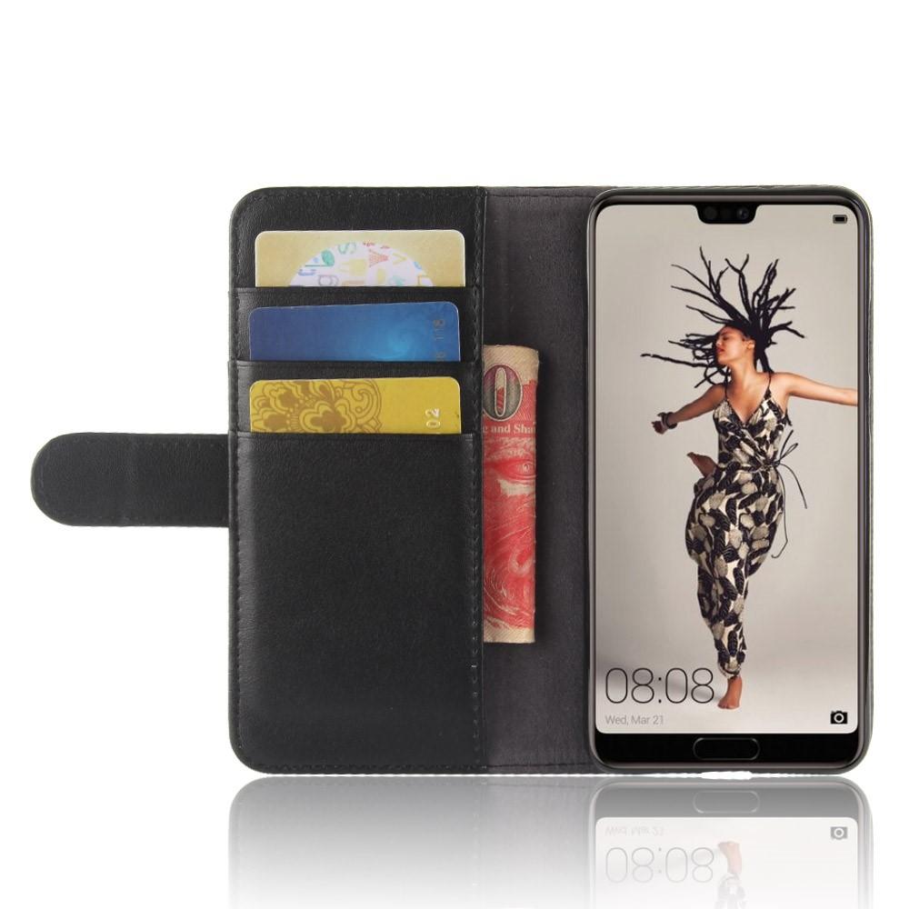 Funda de cuero genuino Huawei P20, Negro