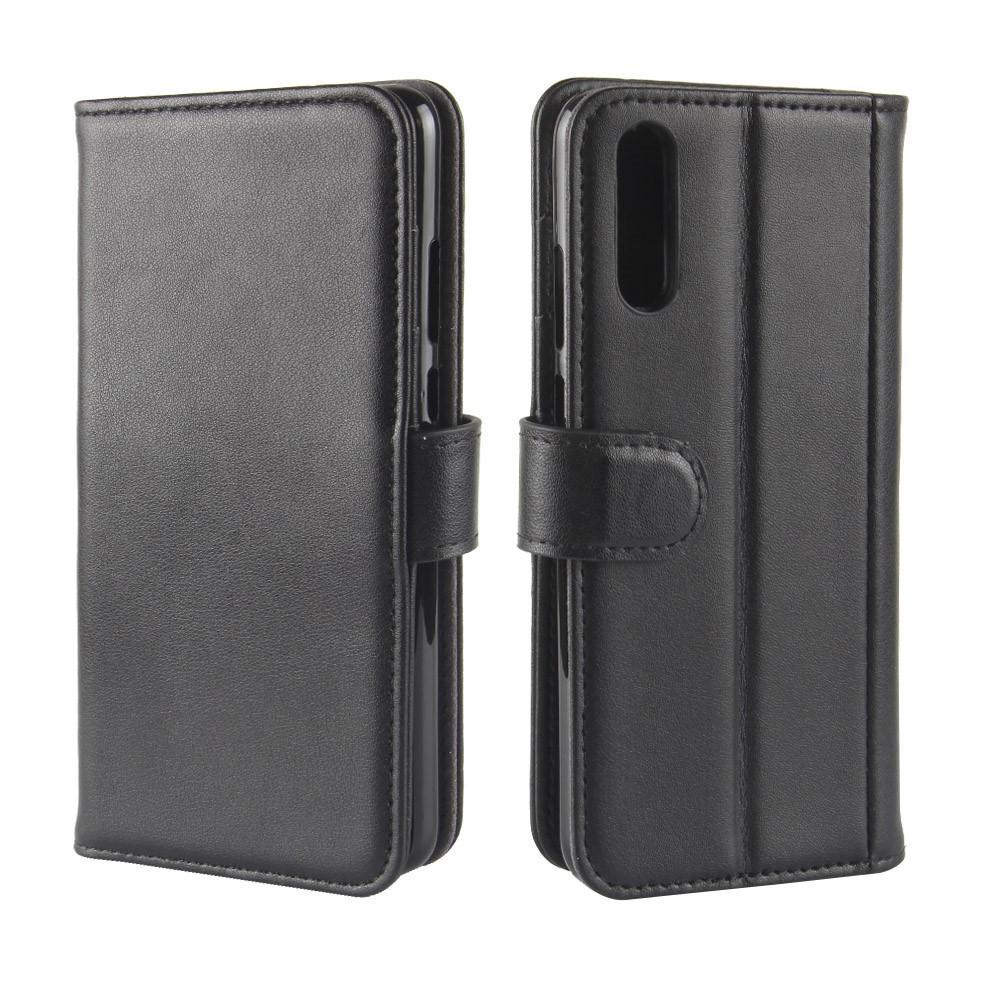 Funda de cuero genuino Huawei P20, Negro