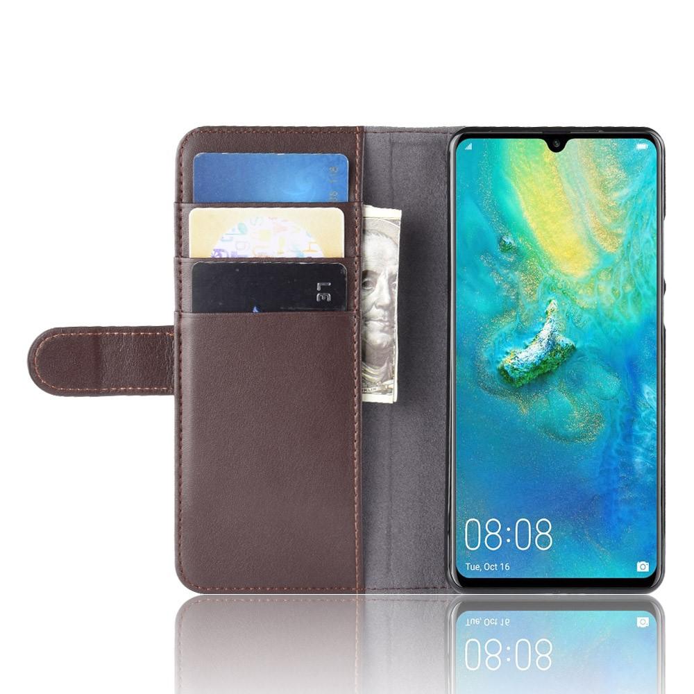 Funda de cuero genuino Huawei P30 Pro, marrón