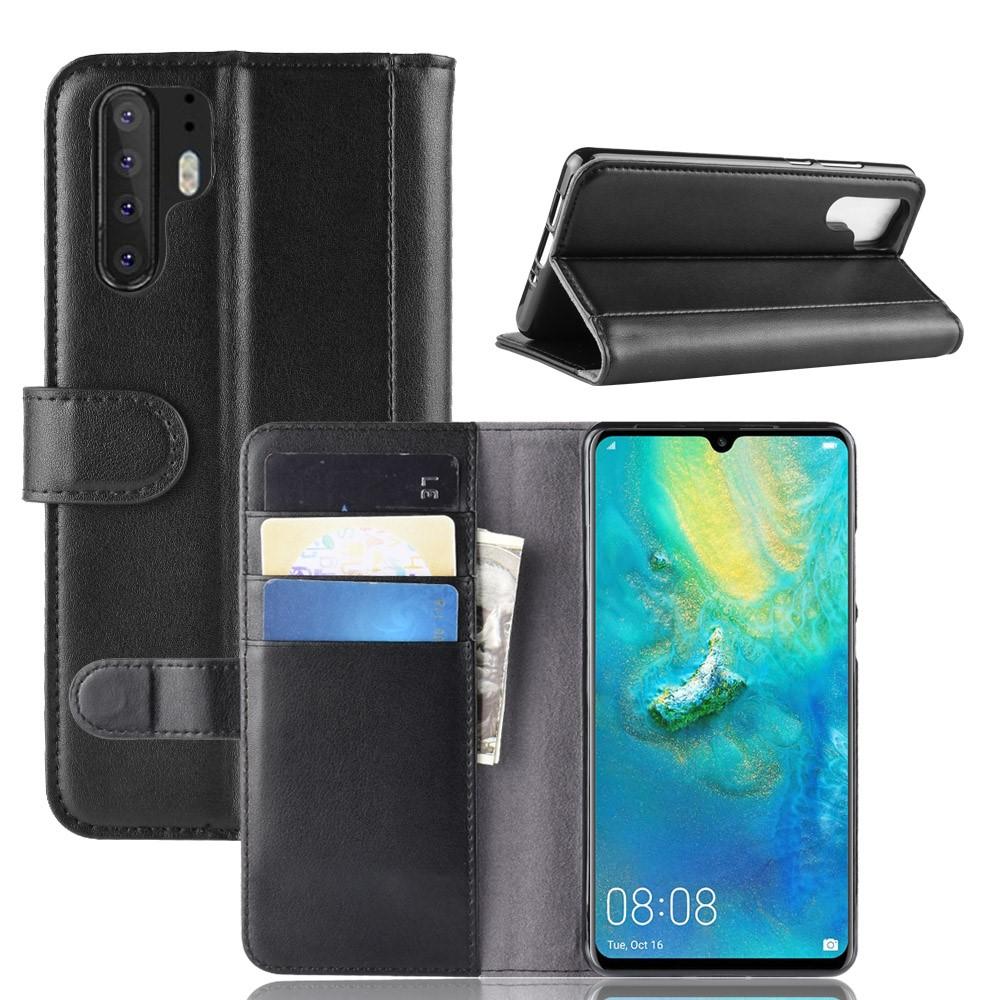 Funda de cuero genuino Huawei P30 Pro, negro