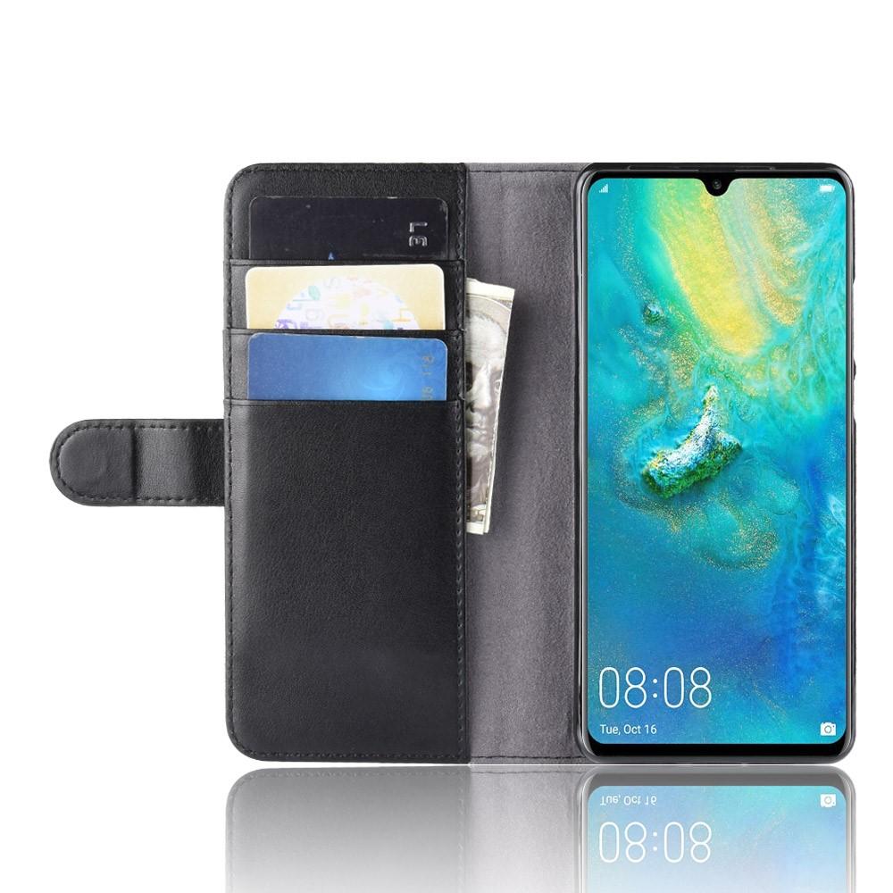 Funda de cuero genuino Huawei P30 Pro, negro