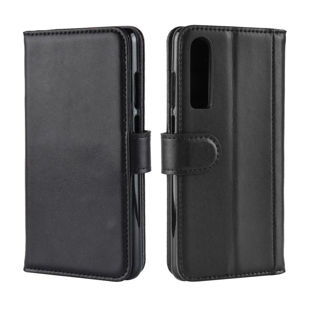 Funda de cuero genuino Huawei P30, Negro