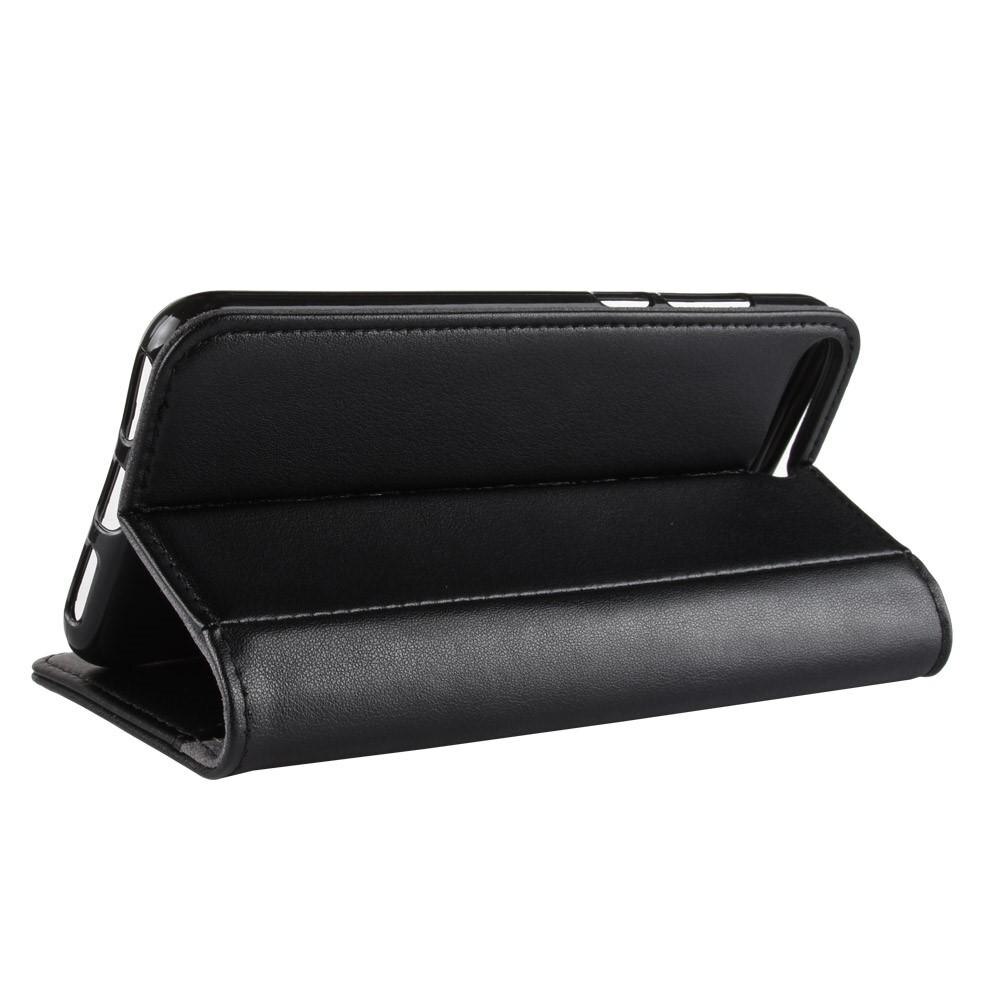 Funda de cuero genuino Huawei Y6 2018, Negro