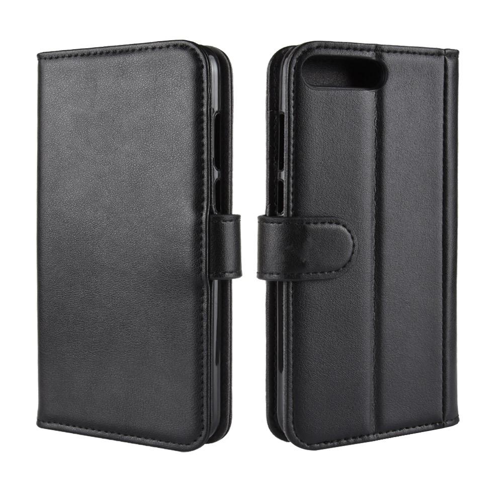 Funda de cuero genuino Huawei Y6 2018, Negro