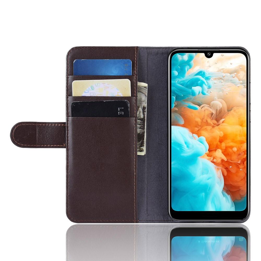 Funda de cuero genuino Huawei Y6 2019, marrón