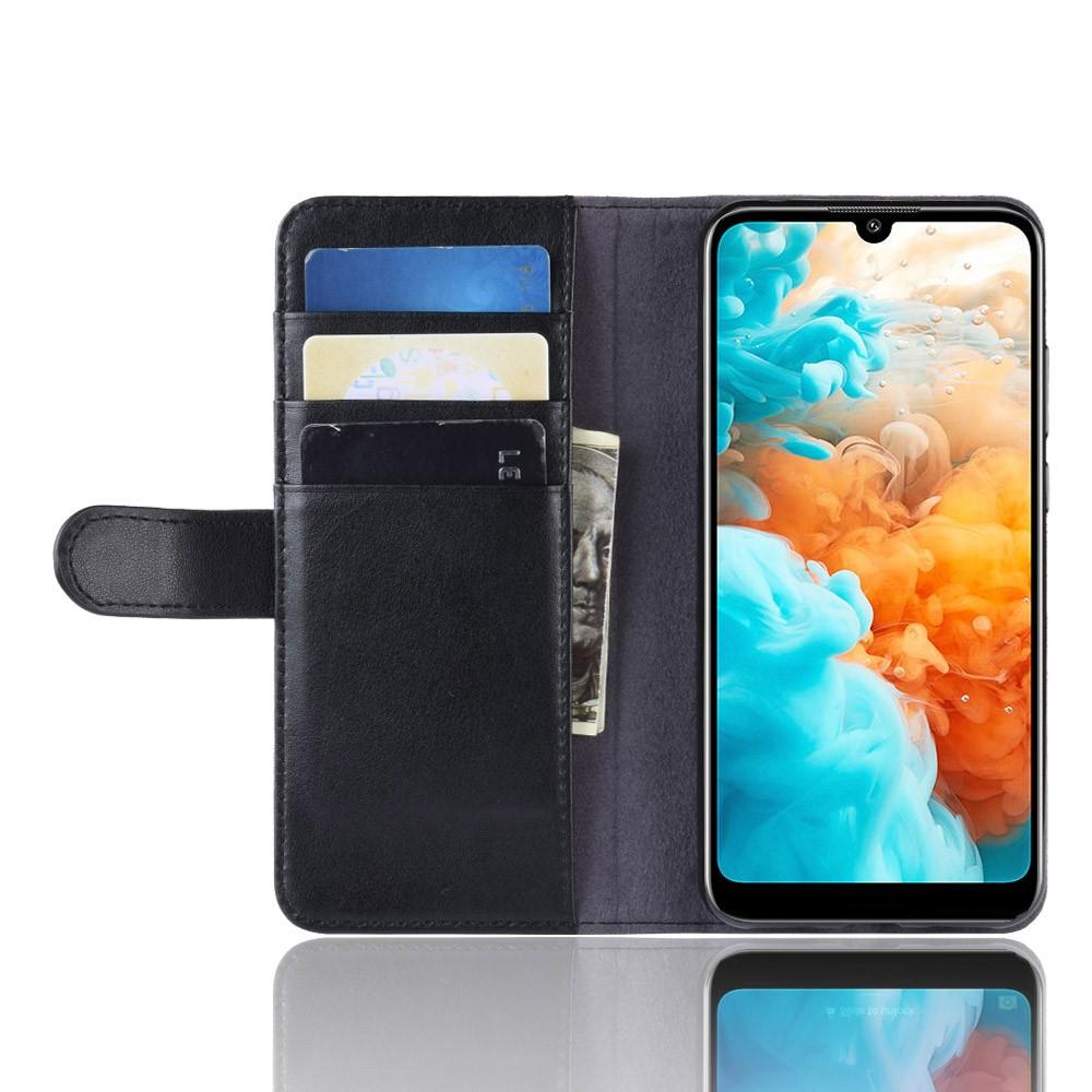 Funda de cuero genuino Huawei Y6 2019, negro