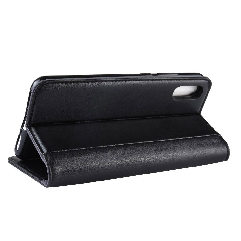 Funda de cuero genuino Huawei Y6 2019, Negro