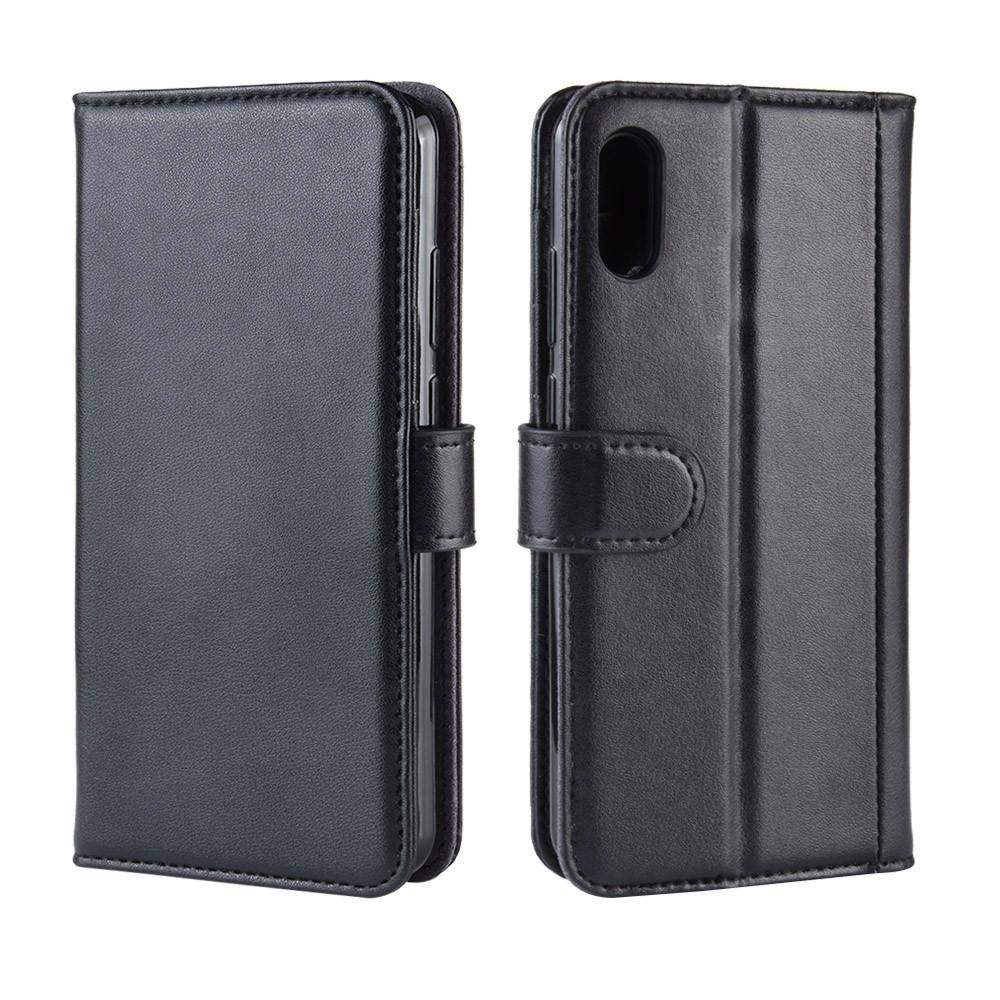 Funda de cuero genuino Huawei Y6 2019, Negro