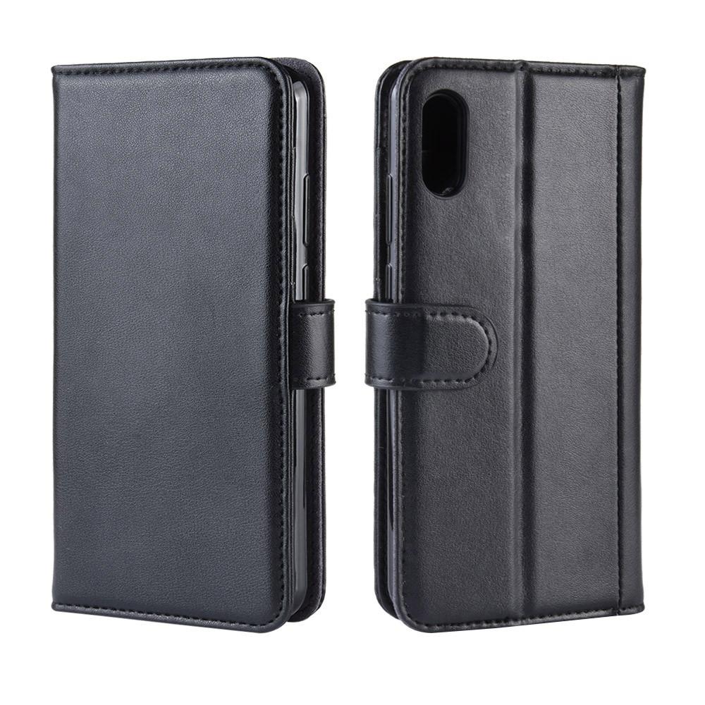 Funda de cuero genuino Huawei Y6 2019, negro