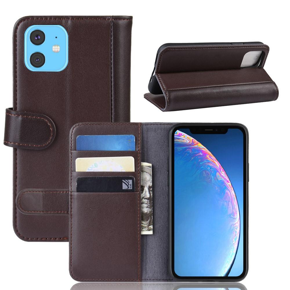 Funda de cuero genuino iPhone 11, Marrón