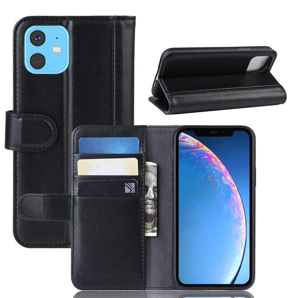Funda de cuero genuino iPhone 11, Negro