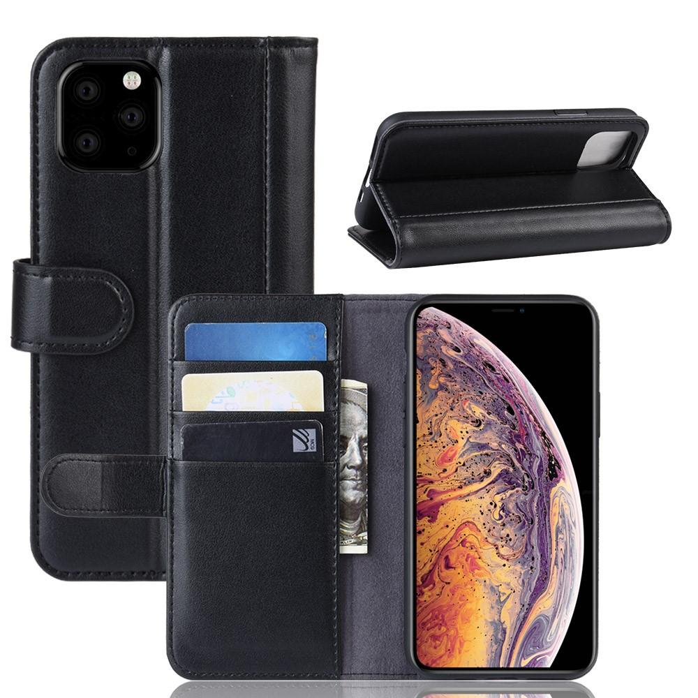 Funda de cuero genuino iPhone 11 Pro Max, negro