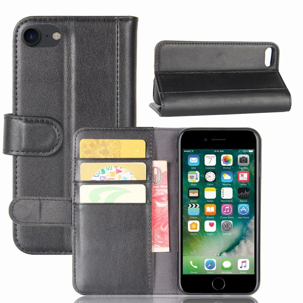 Funda de cuero genuino iPhone SE (2022), negro