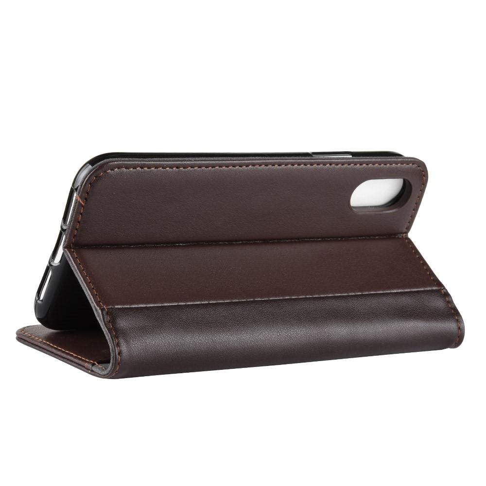 Funda de cuero genuino iPhone Xr, Marrón
