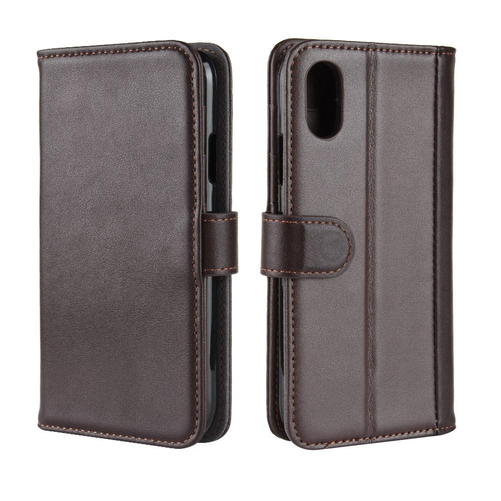 Funda de cuero genuino iPhone Xr, Marrón