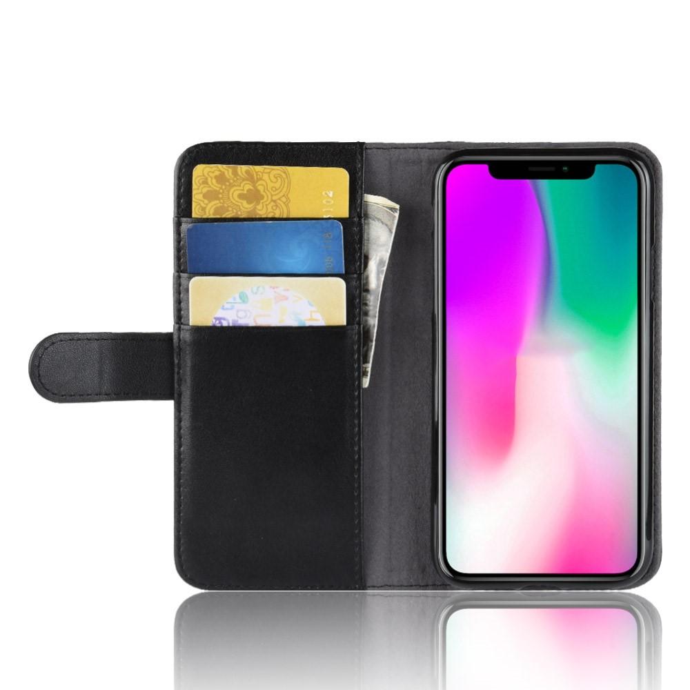 Funda de cuero genuino iPhone Xr, negro