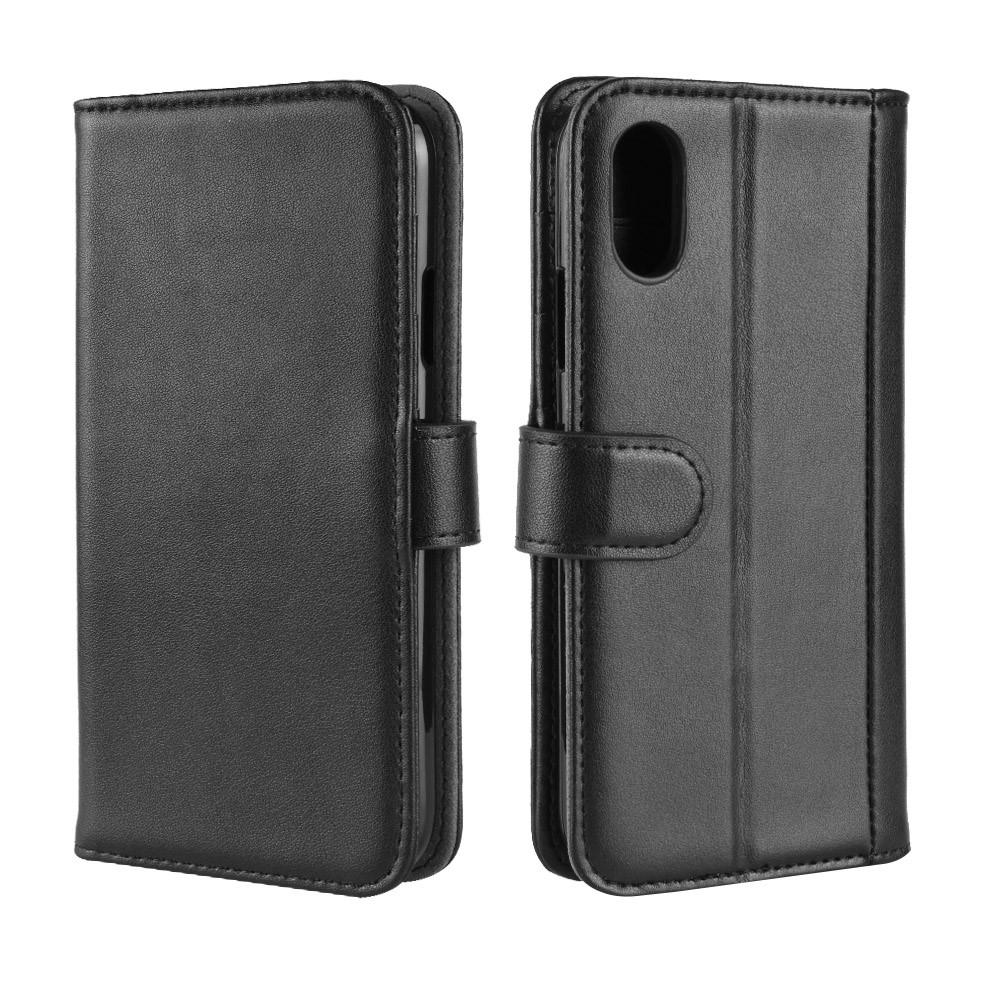 Funda de cuero genuino iPhone Xr, negro