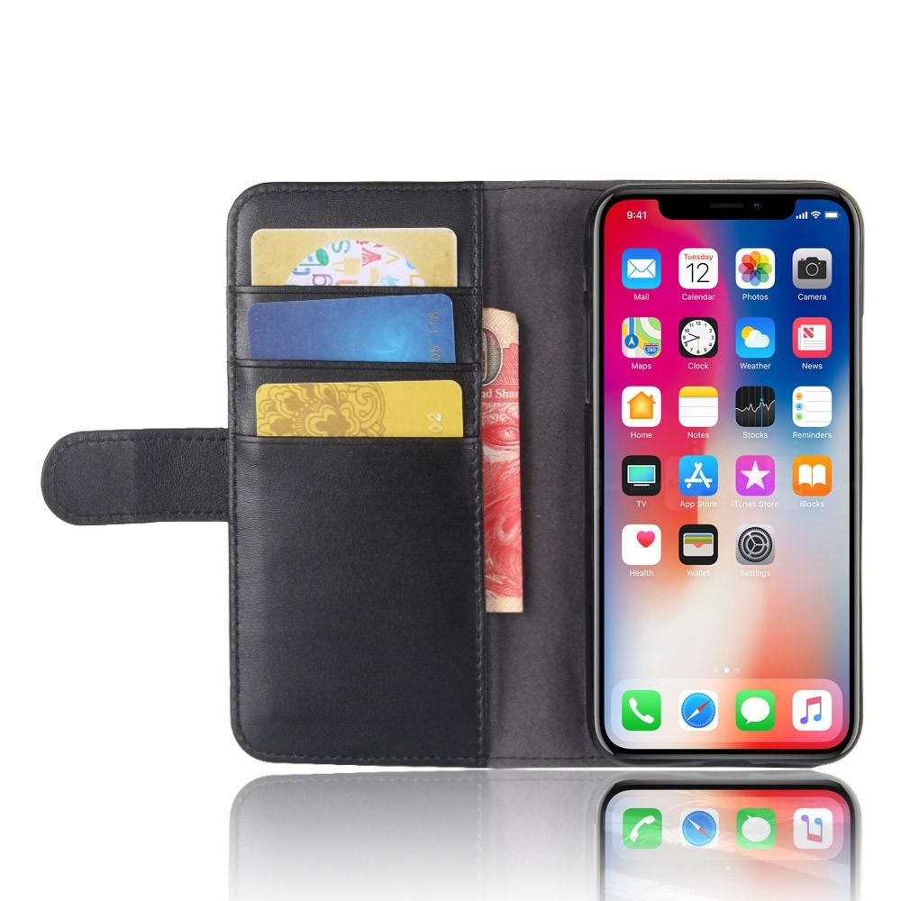 Funda de cuero genuino iPhone X/XS, Negro