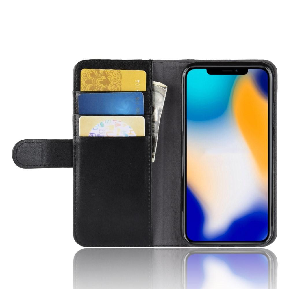 Funda de cuero genuino iPhone Xs Max, negro