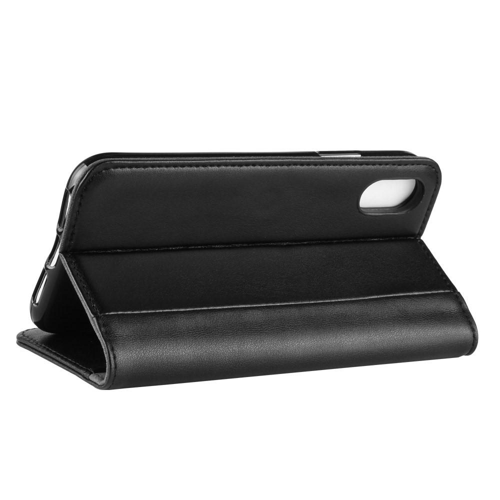 Funda de cuero genuino iPhone Xs Max, negro