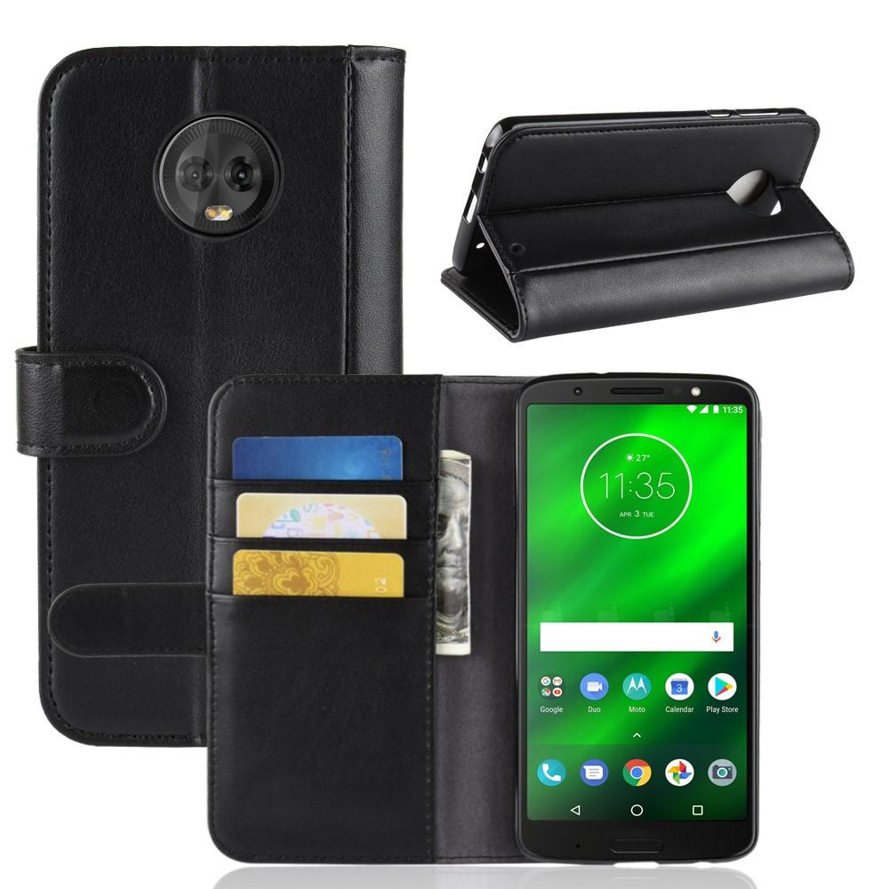 Funda de cuero genuino Motorola Moto G6 Plus, negro