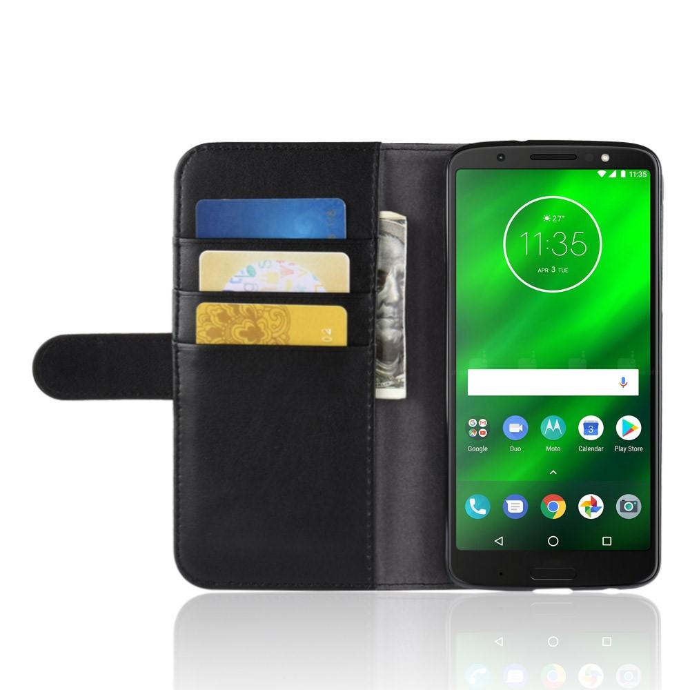 Funda de cuero genuino Motorola Moto G6 Plus, negro