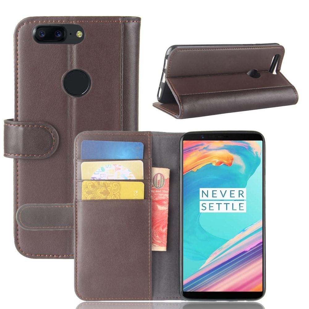 Funda de cuero genuino OnePlus 5T, marrón