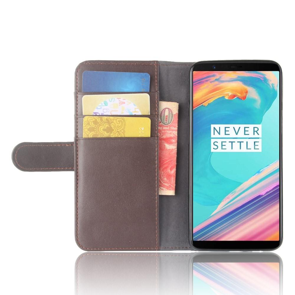 Funda de cuero genuino OnePlus 5T, marrón