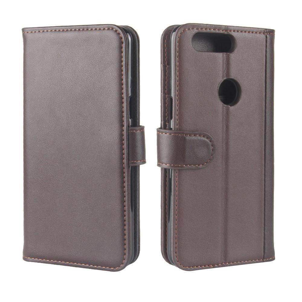 Funda de cuero genuino OnePlus 5T, marrón