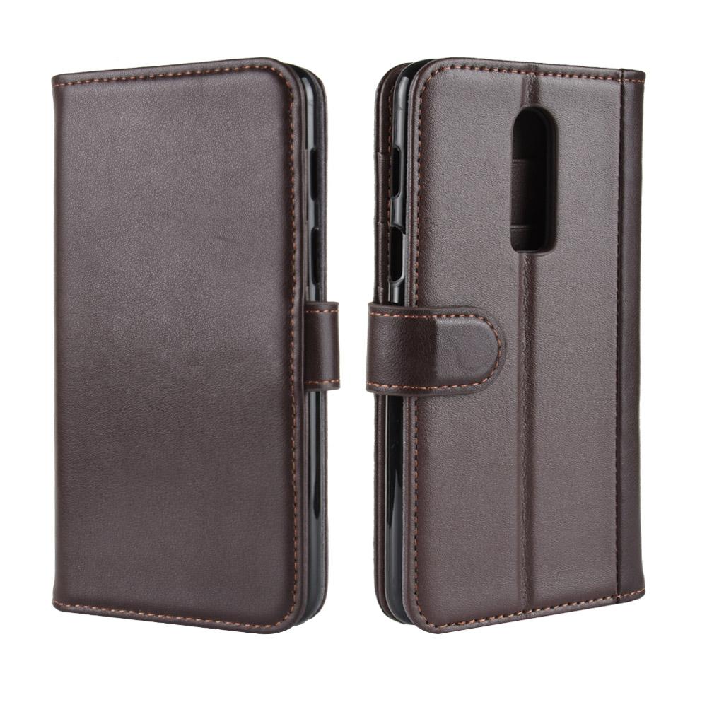 Funda de cuero genuino OnePlus 6, marrón