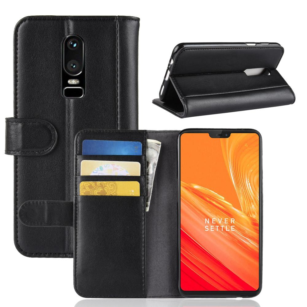 Funda de cuero genuino OnePlus 6, negro