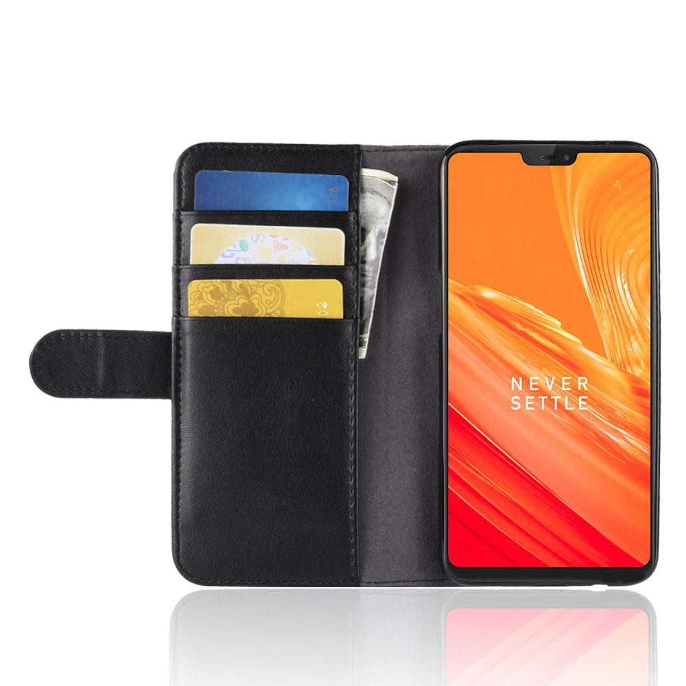 Funda de cuero genuino  OnePlus 6, Negro