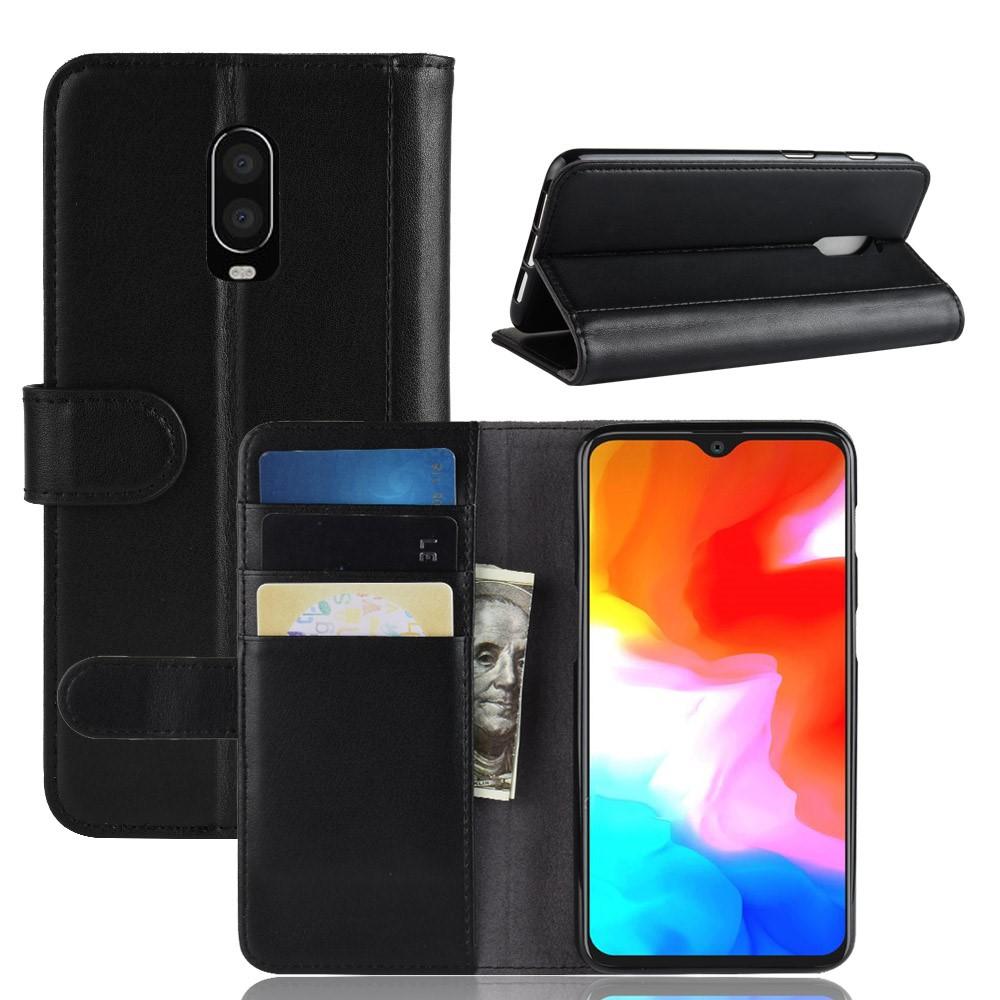 Funda de cuero genuino  OnePlus 6T, Negro