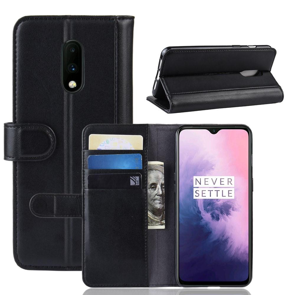 Funda de cuero genuino  OnePlus 7, Negro