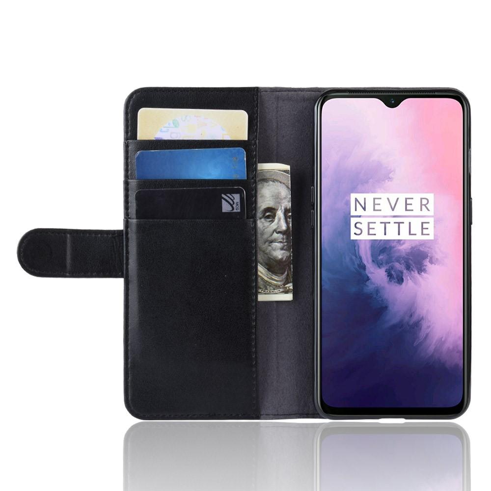 Funda de cuero genuino  OnePlus 7, Negro
