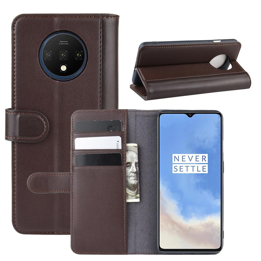 Funda de cuero genuino OnePlus 7T, marrón