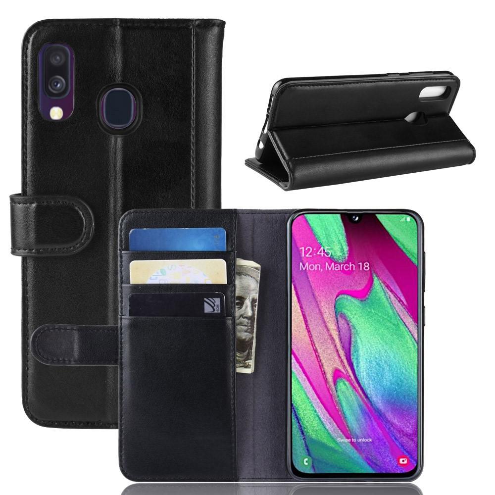 Funda de cuero genuino Samsung Galaxy A40, Negro