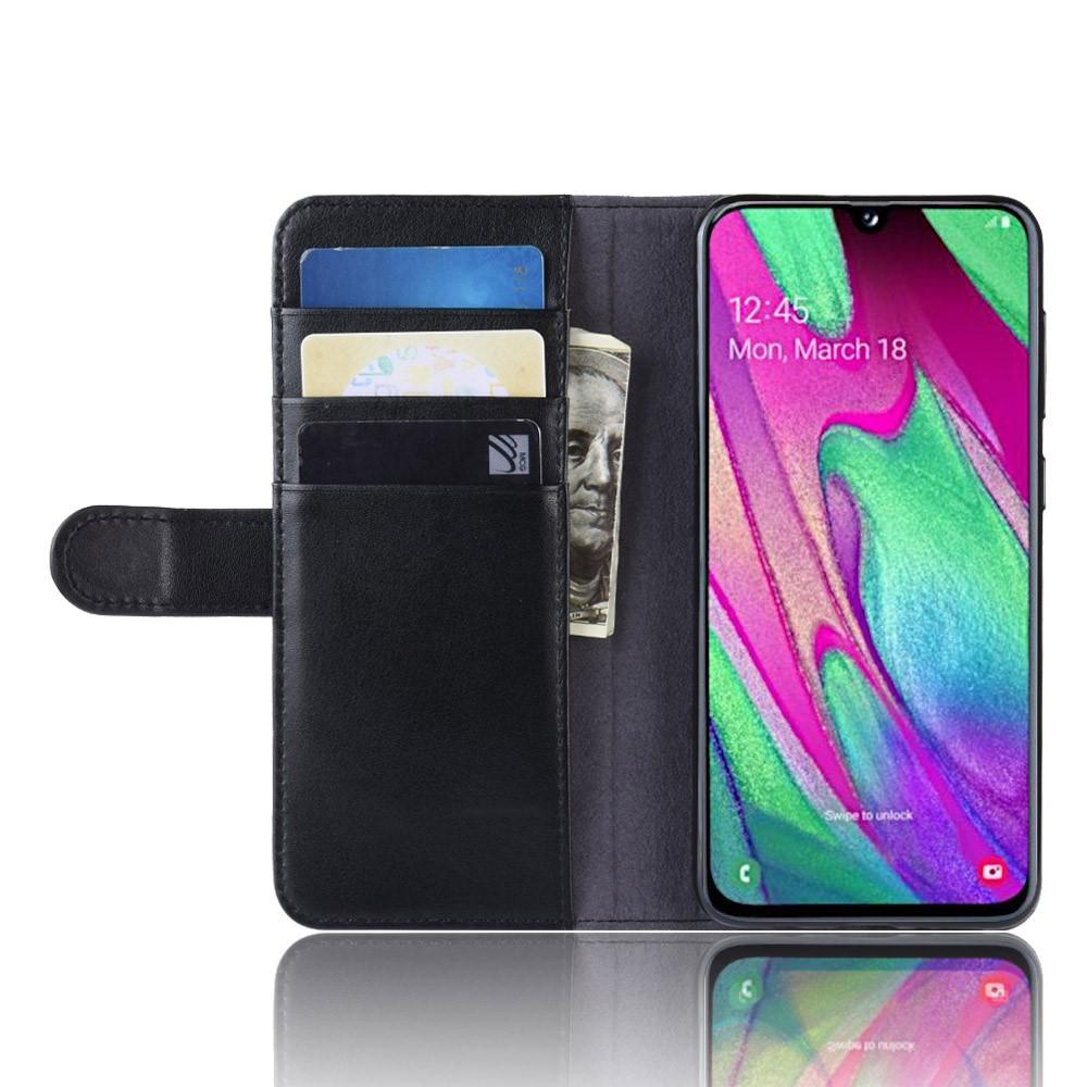 Funda de cuero genuino Samsung Galaxy A40, Negro