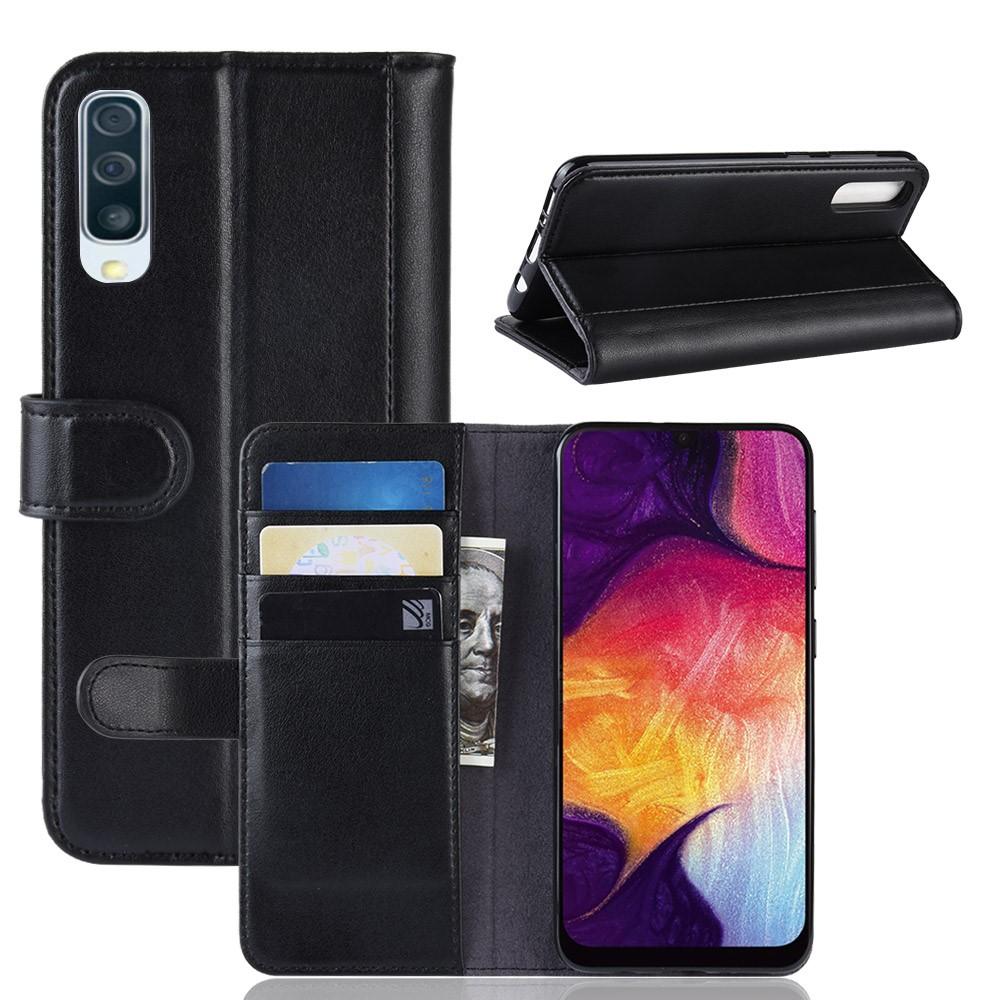 Funda de cuero genuino Samsung Galaxy A50, negro