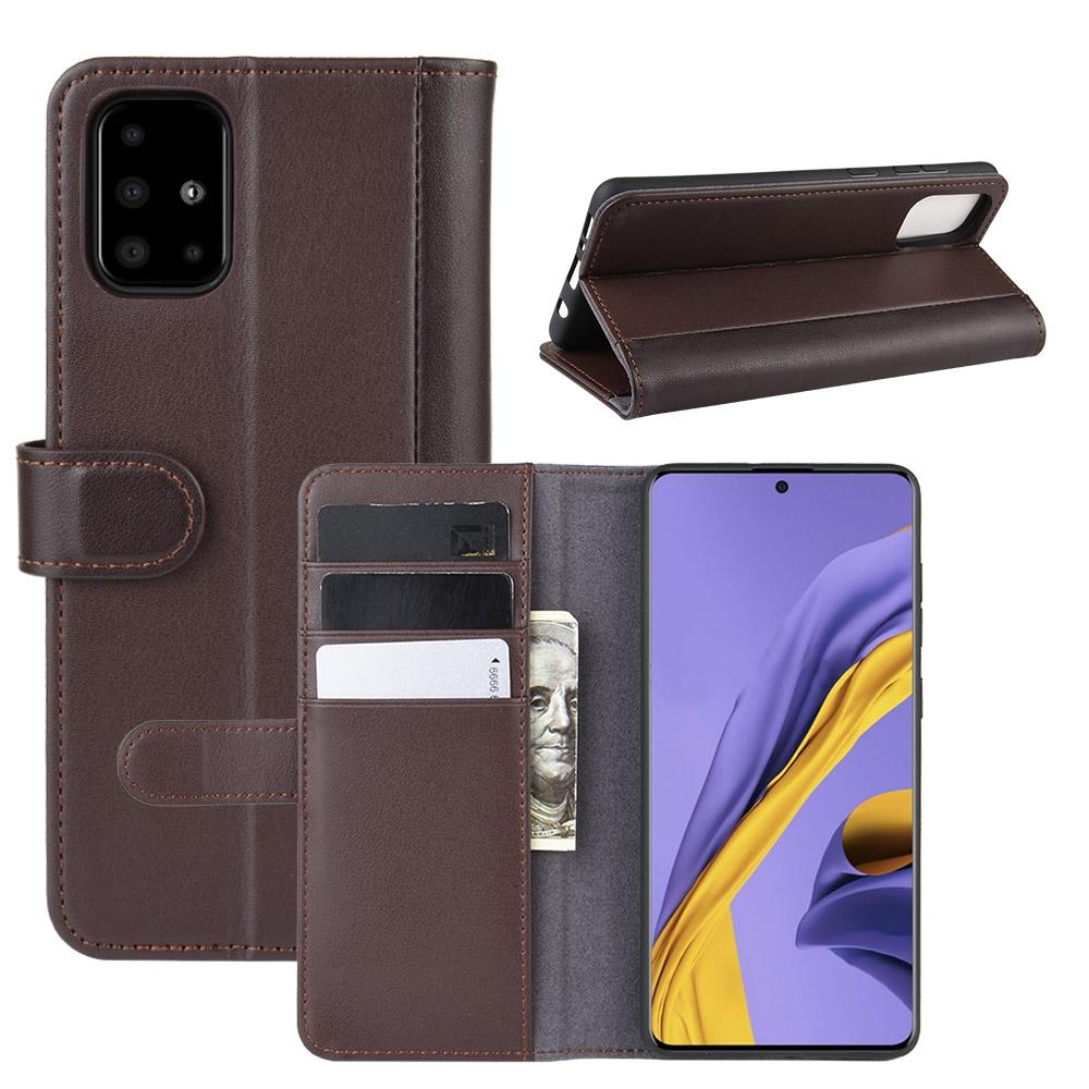 Funda de cuero genuino Samsung Galaxy A51, marrón