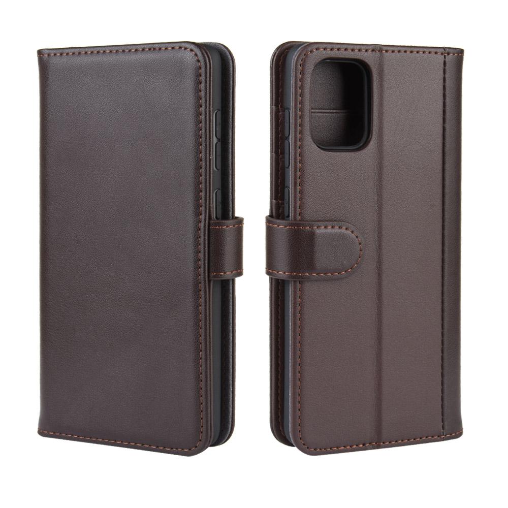 Funda de cuero genuino Samsung Galaxy A51, marrón