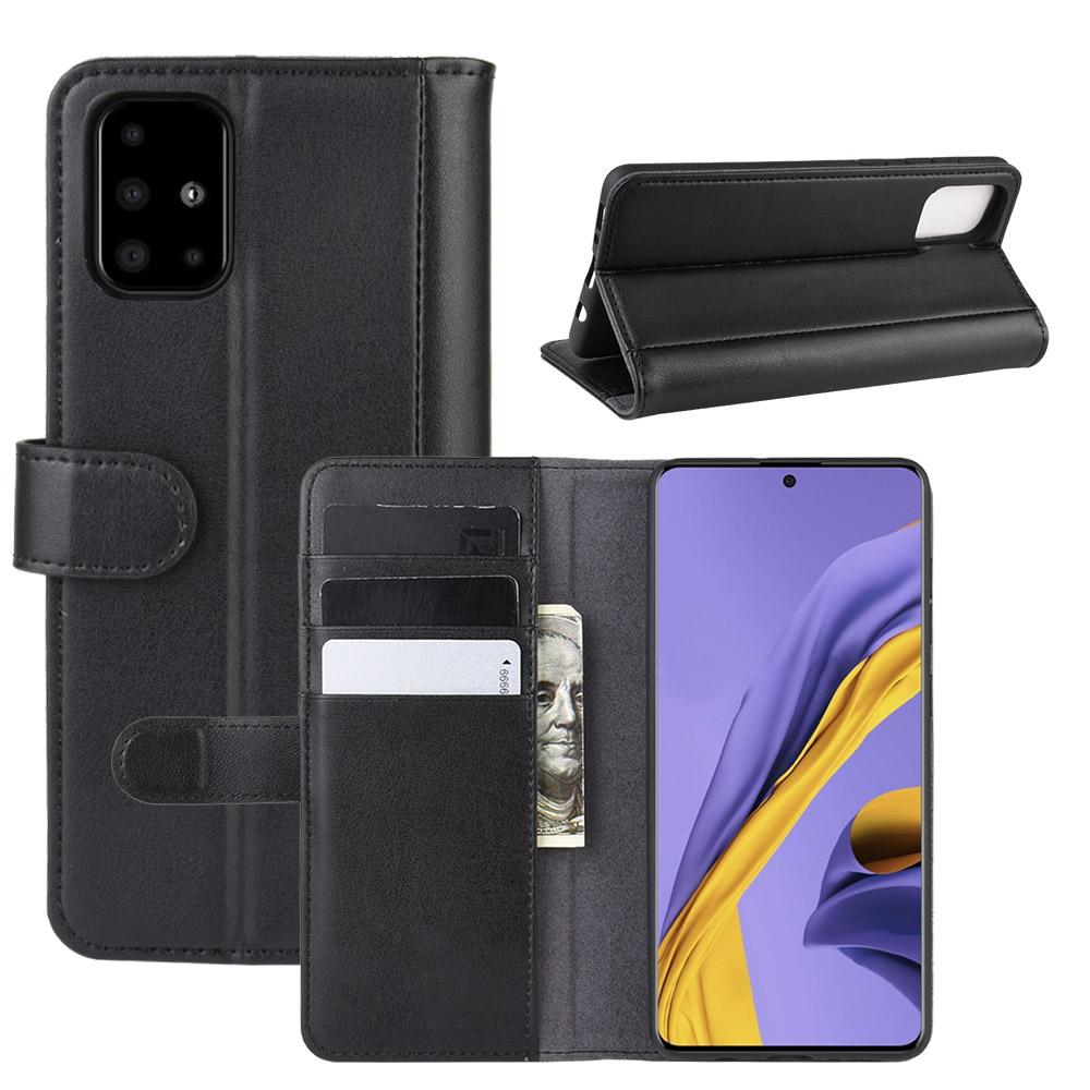 Funda de cuero genuino Samsung Galaxy A51, negro